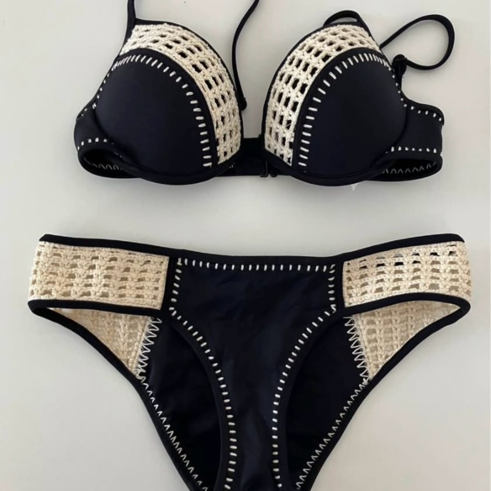 Victoria's Secret Black Crochet Bikini Set